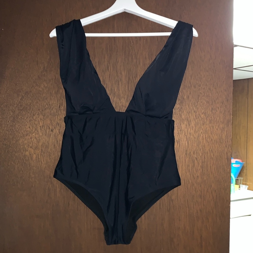 Black one piece bathing suit
